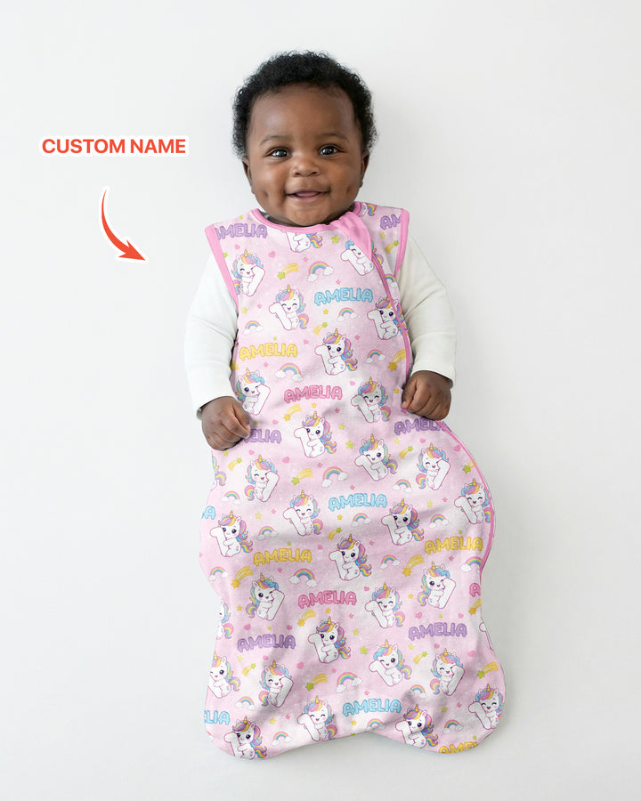 Custom Name Kawaii Unicorn Birthday Bamboo Sleep Bag