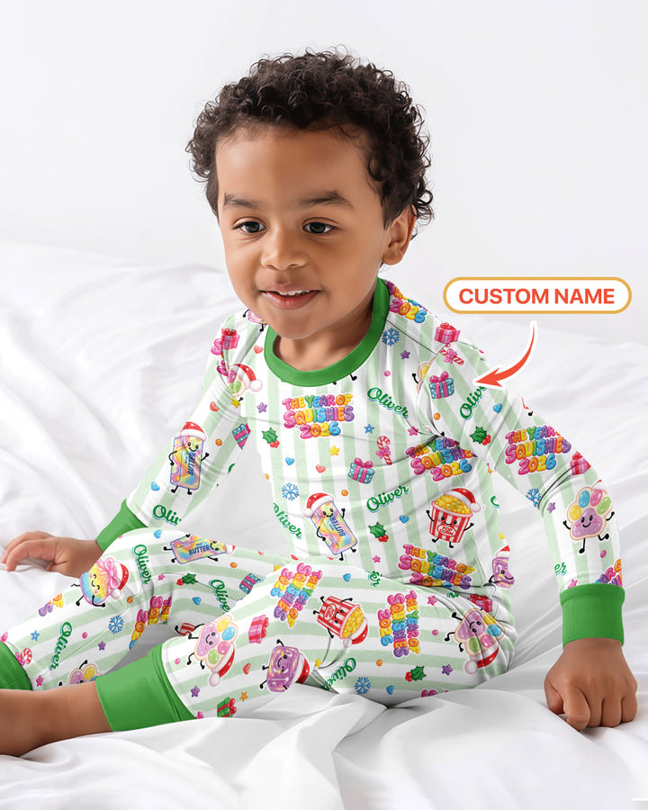 Custom Name The Year of Squishies 2026 Bamboo Two Piece Long Sleeve Pajama Set