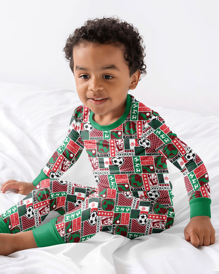 World Soccer Vamos Mexico Bamboo Two Piece Long Sleeve Pajama Set