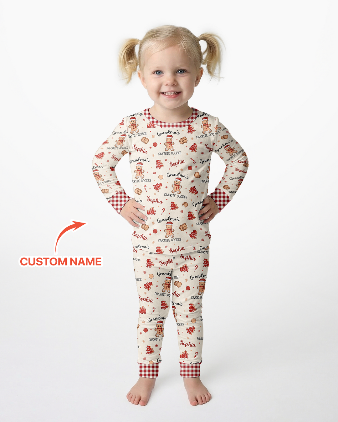 Custom Name Grandma’s Favorite Cookies Bamboo Two Piece Long Sleeve Pajama Set
