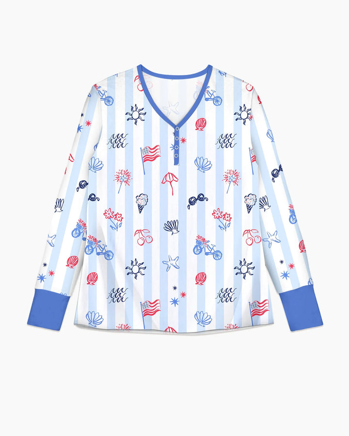 Red, White & Beachy Family Matching Bamboo Women Pajama Set