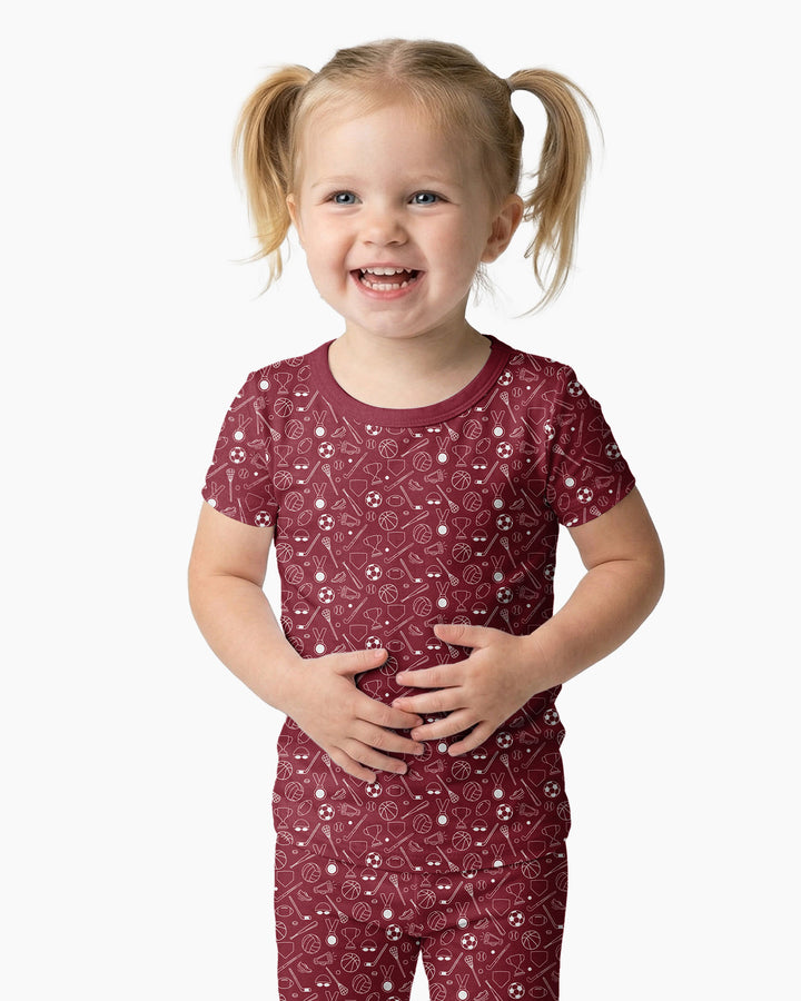 Doodle Sports Bamboo Two Piece Short Sleeve Pajama Set