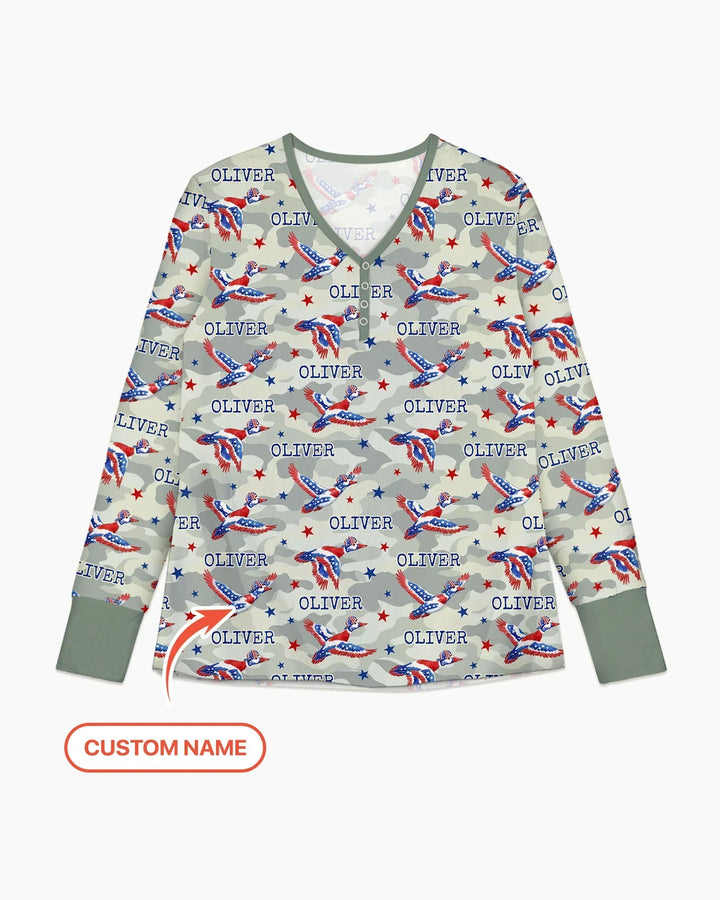 Custom Name America Mallard Duck Family Matching Bamboo Women Pajama Set
