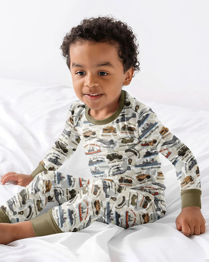Little Hero Military Family Matching Bamboo Two Piece Long Sleeve Pajama Set