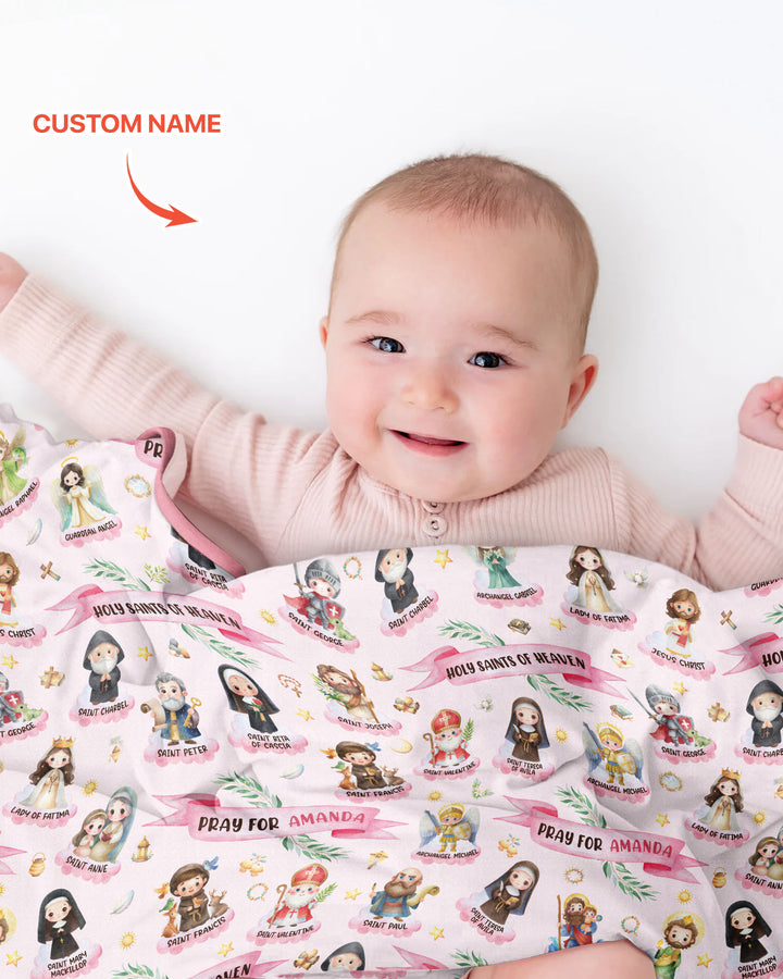 Holy Saints of Heaven Custom Name Bamboo Blanket