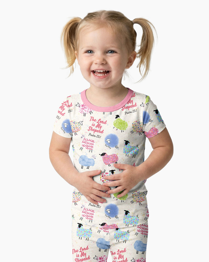 The Lord Is My Shepherd Psalm 23 Bamboo Two Piece Short Sleeve Pajama Set