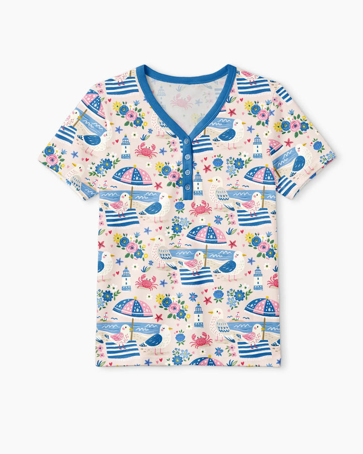 A Day At The Shore Bamboo Women Short Sleeve Short Pajama Set