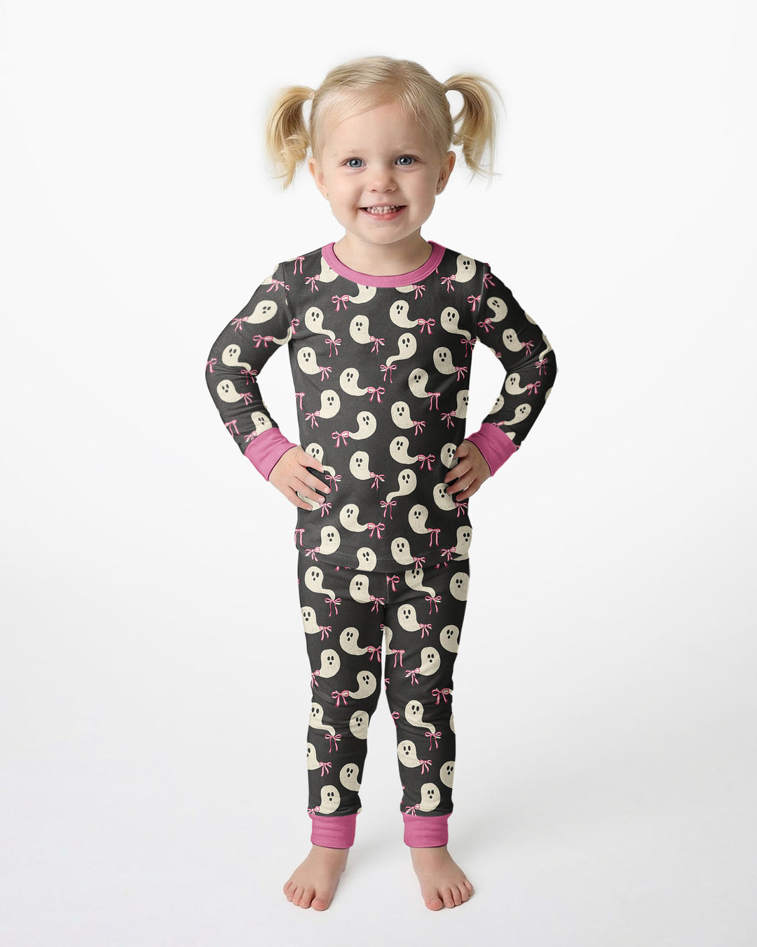 Little Ghosts Bamboo Two Piece Long Sleeve Pyjamas Set For Halloween