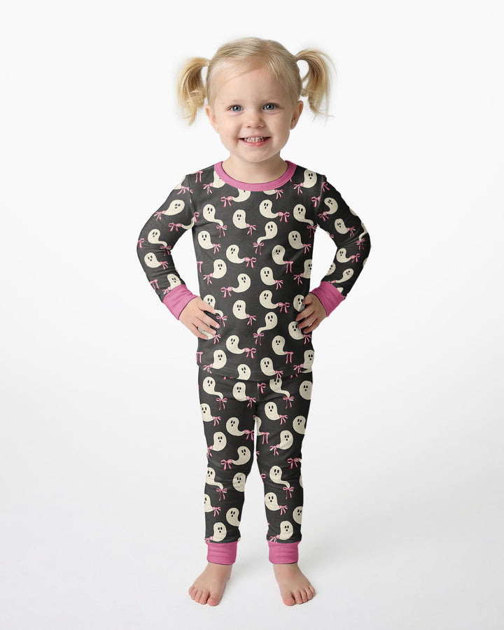 Little Ghosts Bamboo Two Piece Long Sleeve Pyjamas Set For Halloween