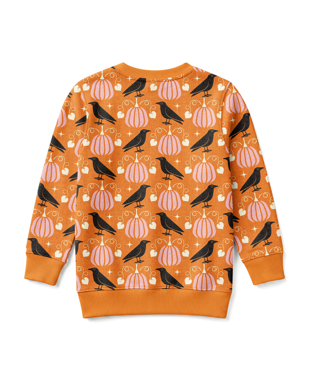 Ravens in a Pumpkin Patch - Orange Pink Bamboo Crewneck Sweatshirt