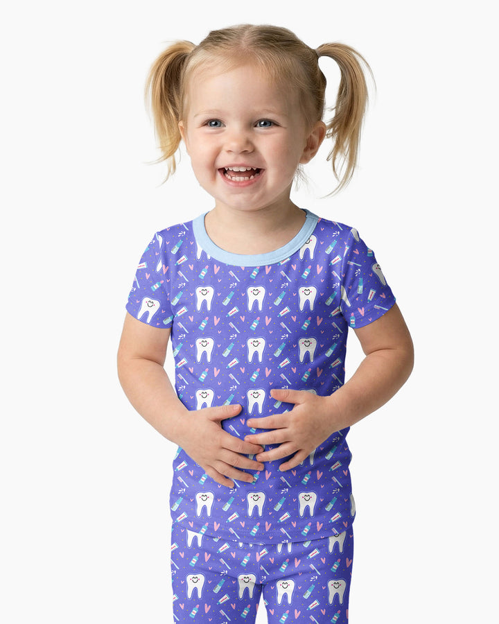 Brushing Teeth Bamboo Two-Piece Short Sleeve Pyjamas Set