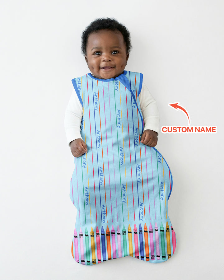 Custom Name Crayon Lines Bamboo Sleep Bag