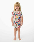 Strawberry School Style Bamboo Two Piece Short Sleeve Shorts Pajama Set
