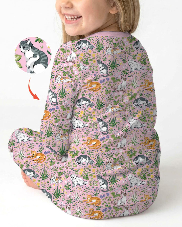 Kitten Garden Family Matching Bamboo Two Piece Long Sleeve Pajama Set