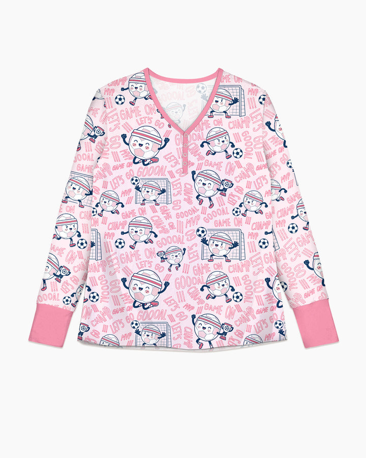 Happy Soccer Ball Family MatchingBamboo Women Pajama Set