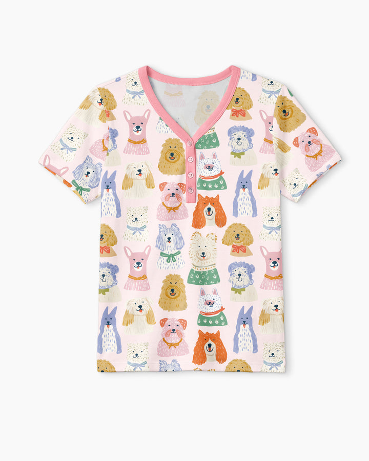 Puppy Portrait Bamboo Women Short Sleeve Short Pajama Set