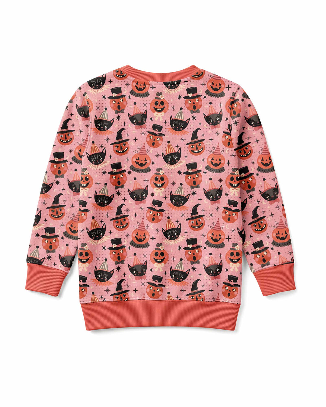 Retro Halloween Cats and Funny Pumpkins Bamboo Crewneck Sweatshirt