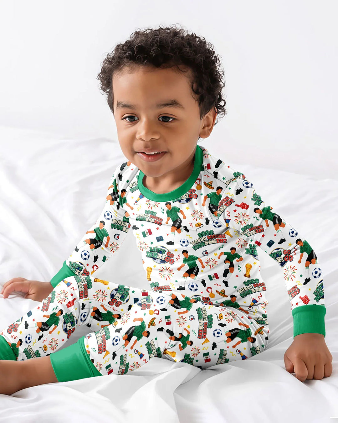 World Soccer Tournament Let's Go Mexico Family Matching Bamboo Two Piece Long Sleeve Pajama Set
