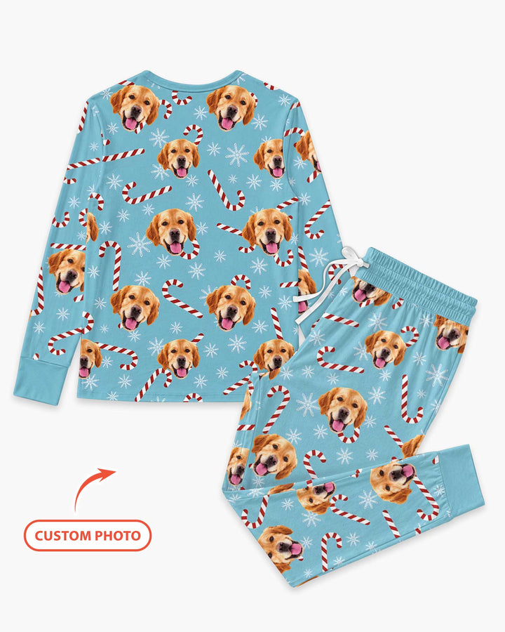 Custom Photo With Christmas Pattern Pajamas Bamboo Women Pajama Set