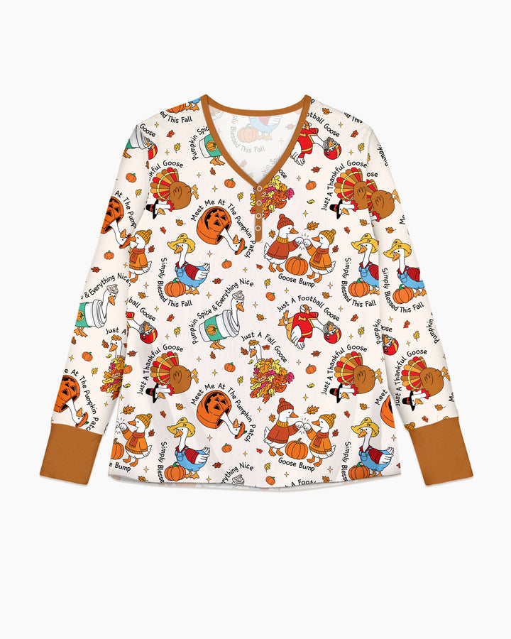 Just A Fall Goose Family Matching Bamboo Women Pajama Set
