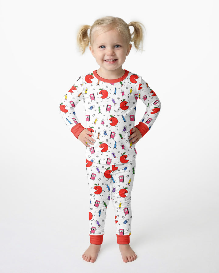 Back To School Chasing Bamboo Two Piece Long Sleeve Pajama Set