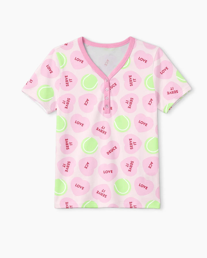 Tennis with Love Bamboo Women Short Sleeve Short Pajama Set