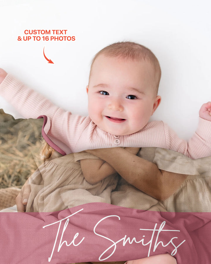 Custom Photo Collage Family Bamboo Blanket