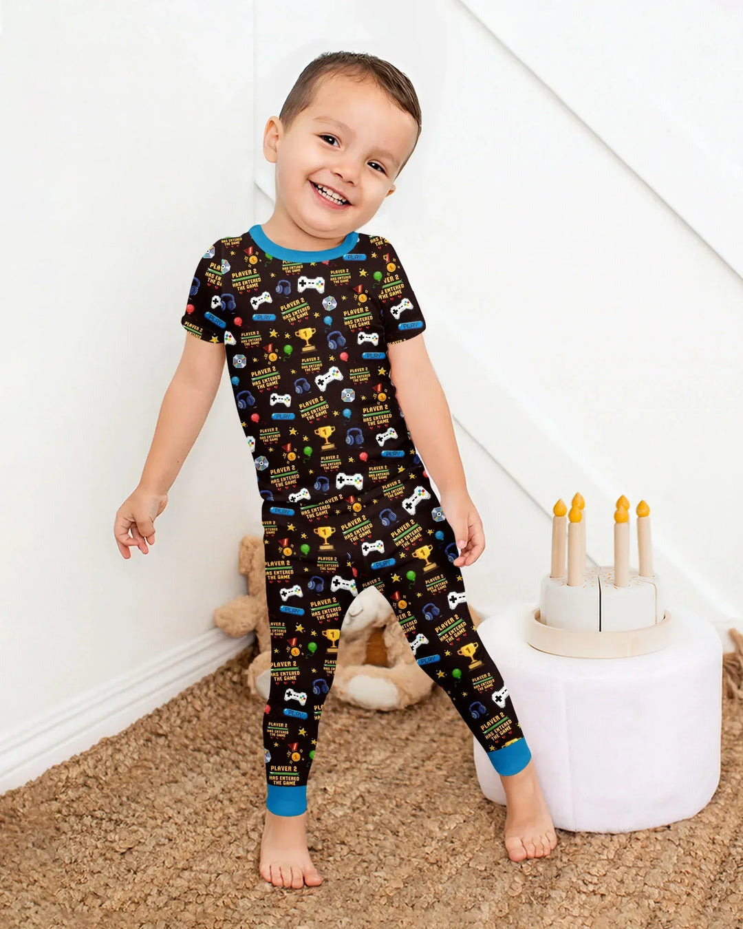 Leveled Up Daddy & Me Matching Bamboo Two Piece Short Sleeve Shorts Pajama Set