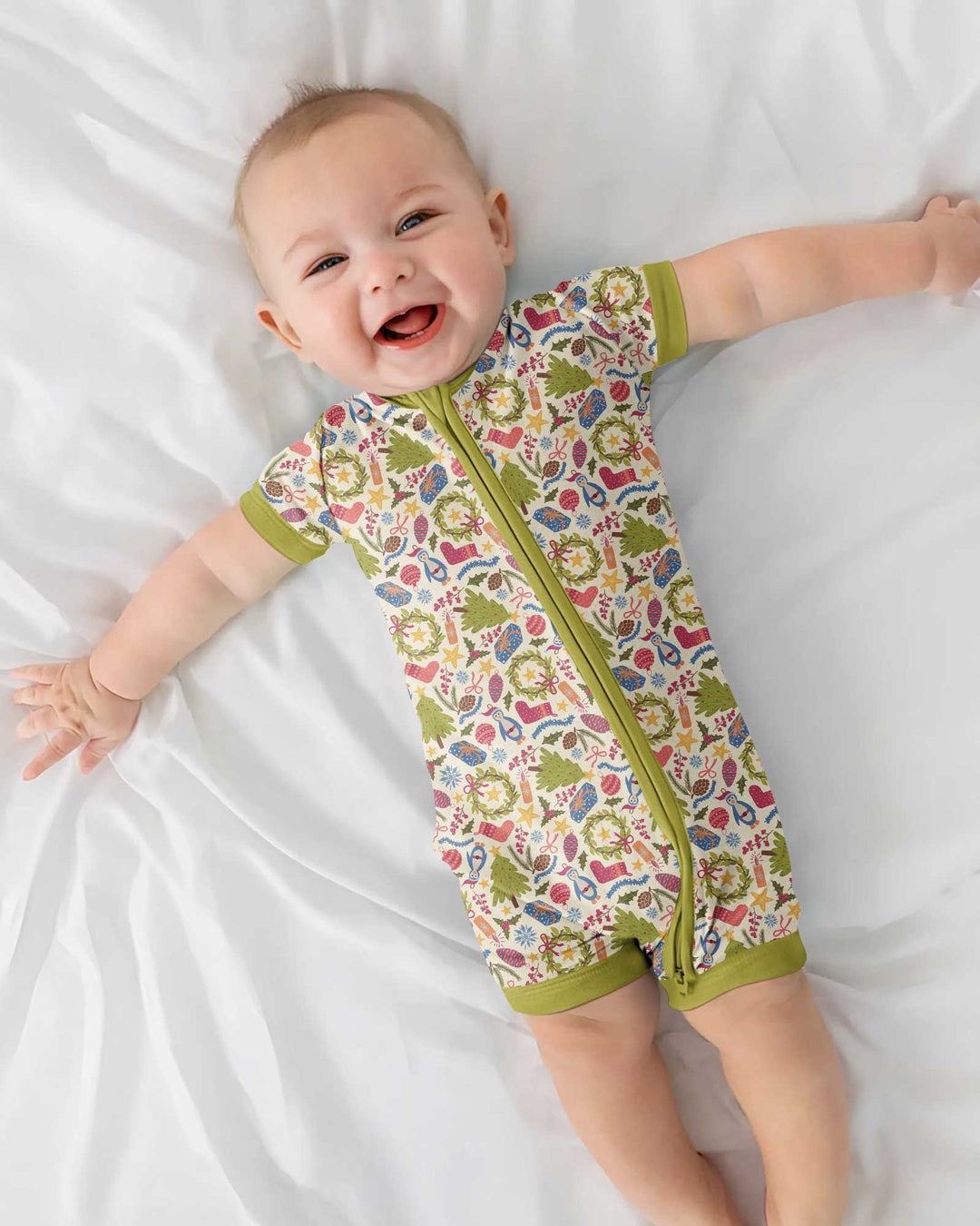 All Over Christmas Fun Bamboo Shorty Zippy