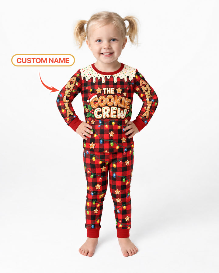 The Cookie Crew Custom Gingerbread Letter Bamboo Two Piece Long Sleeve Pajama Set
