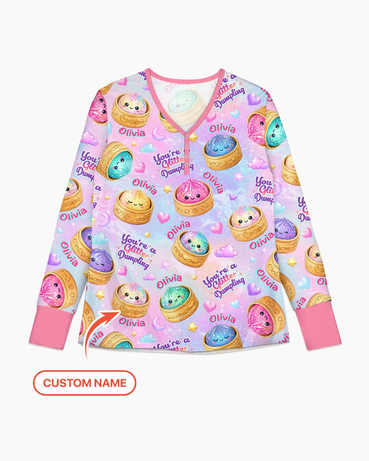 Custom Name You're A Glitter Dumpling Bamboo Women Pajama Set