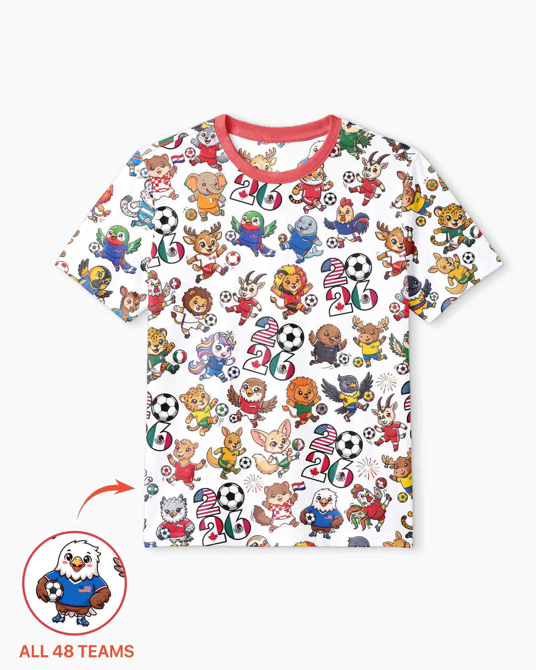 Kawaii Animals Soccer Tour 2026 Family Matching Bamboo Men Short Sleeve Short Pajama Set