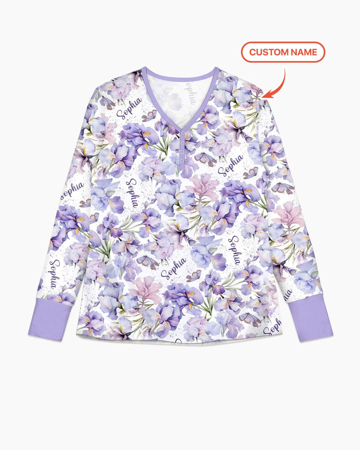 Custom Name Birth Month Flowers Bamboo Women Pajama Set