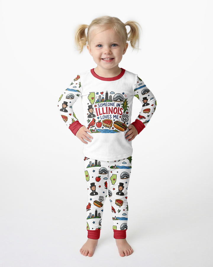 Someone in Illinois Loves Me Bamboo Two Piece Long Sleeve Pajama Set