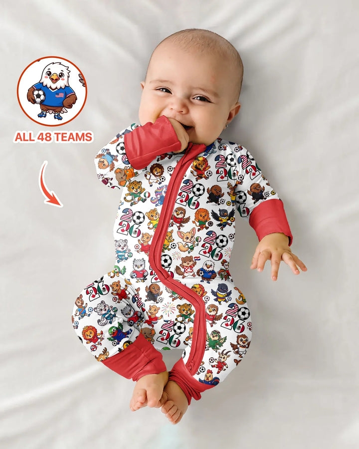 Kawaii Animals Soccer Tour 2026 Family Matching Bamboo Convertible Zippy