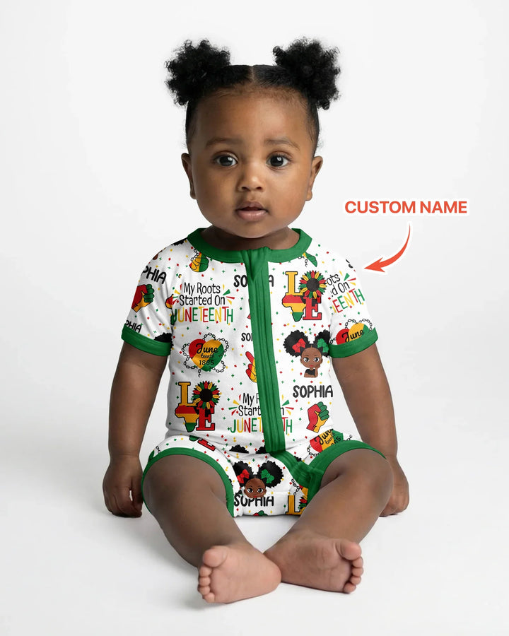 Custom Name My Roots Started On Juneteenth Bamboo Shorty Zippy