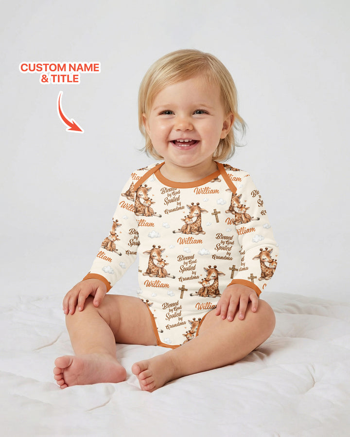 Custom Name Blessed By God Spoiled By Grandma Bamboo Bodysuit