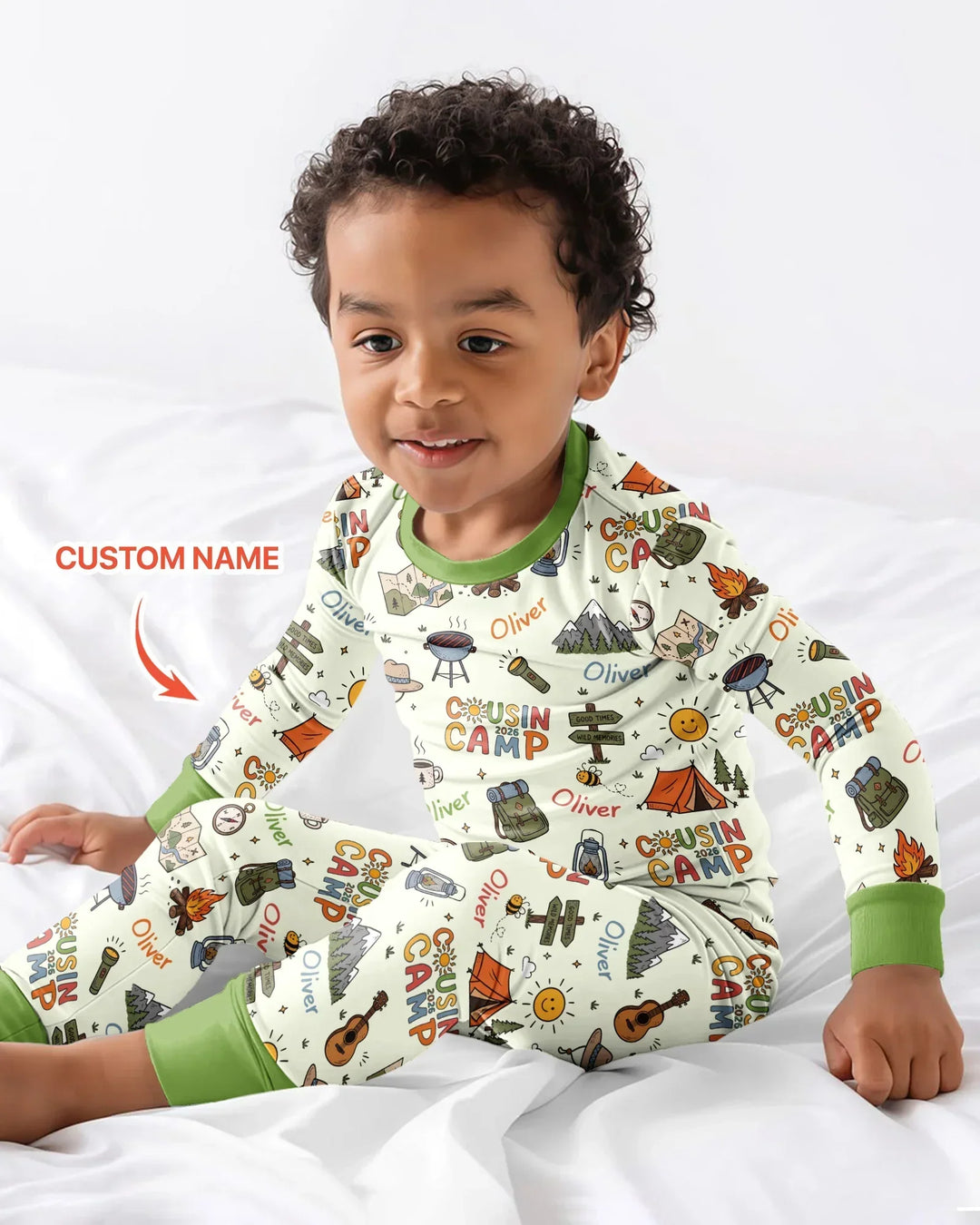 Custom Name Cousin Camp 2026 Bamboo Two Piece Long Sleeve Pajama Set