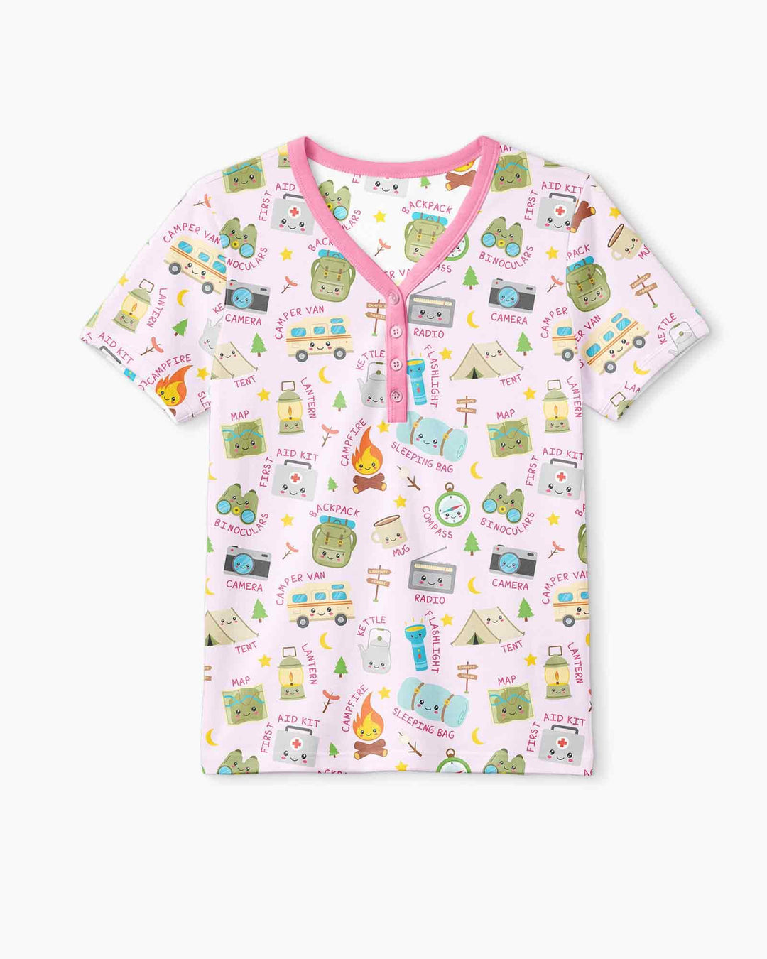 Little Camp Adventure Family Matching Bamboo Women Short Sleeve Short Pajama Set