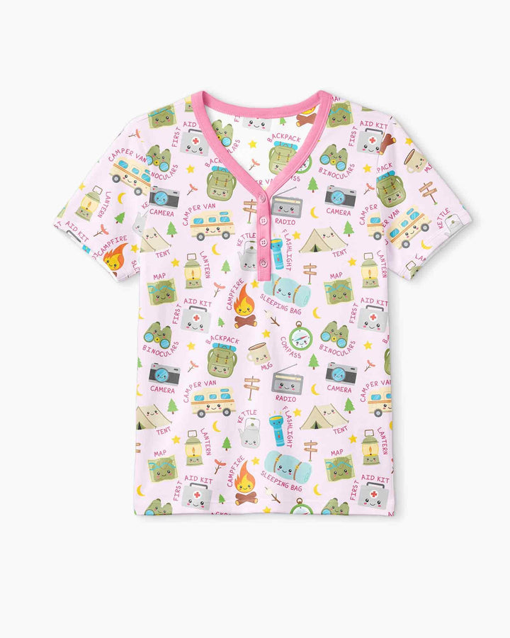 Little Camp Adventure Family Matching Bamboo Women Short Sleeve Short Pajama Set