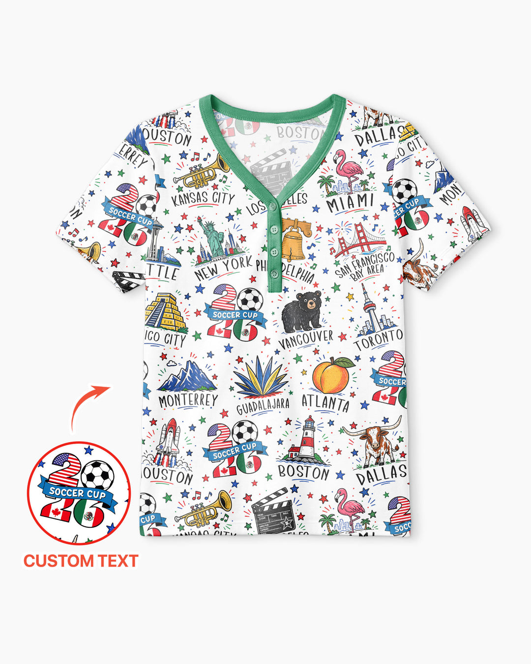 2026 Soccer Cup Host Citties Bamboo Women Short Sleeve Short Pajama Set