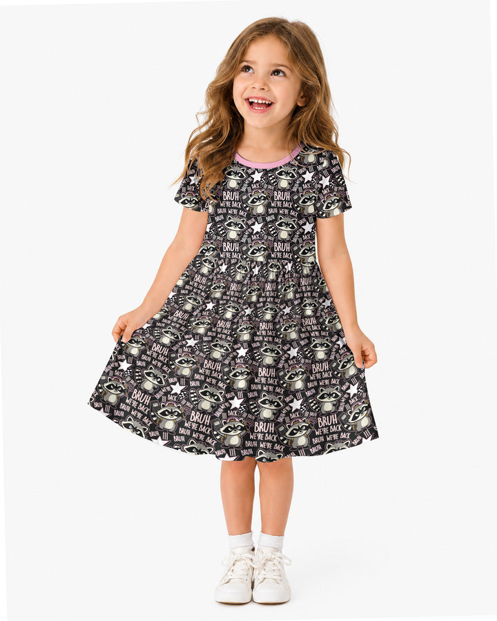 Bruh We're Back Raccoon Bamboo Twirl Dress