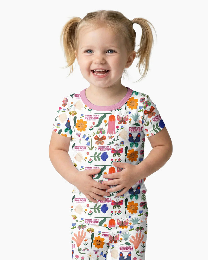 Created With A Purpose Bamboo Two Piece Short Sleeve Shorts Pajama Set