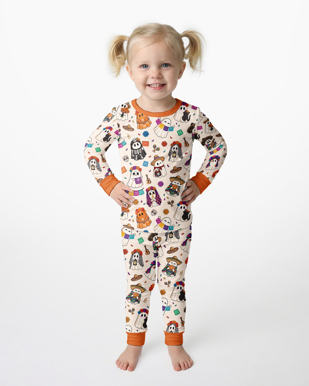 Dia De Los Muertos Mexican Ghost Bamboo Two Piece Long Sleeve Pajama Set