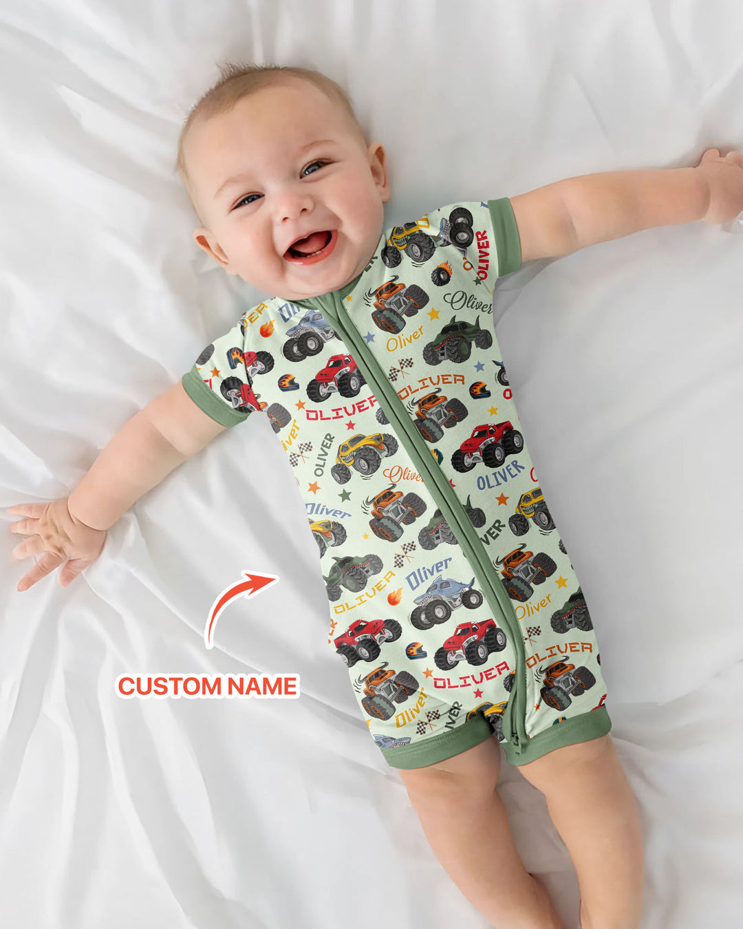 Personalized Monster Truck Bamboo Shorty Zippy