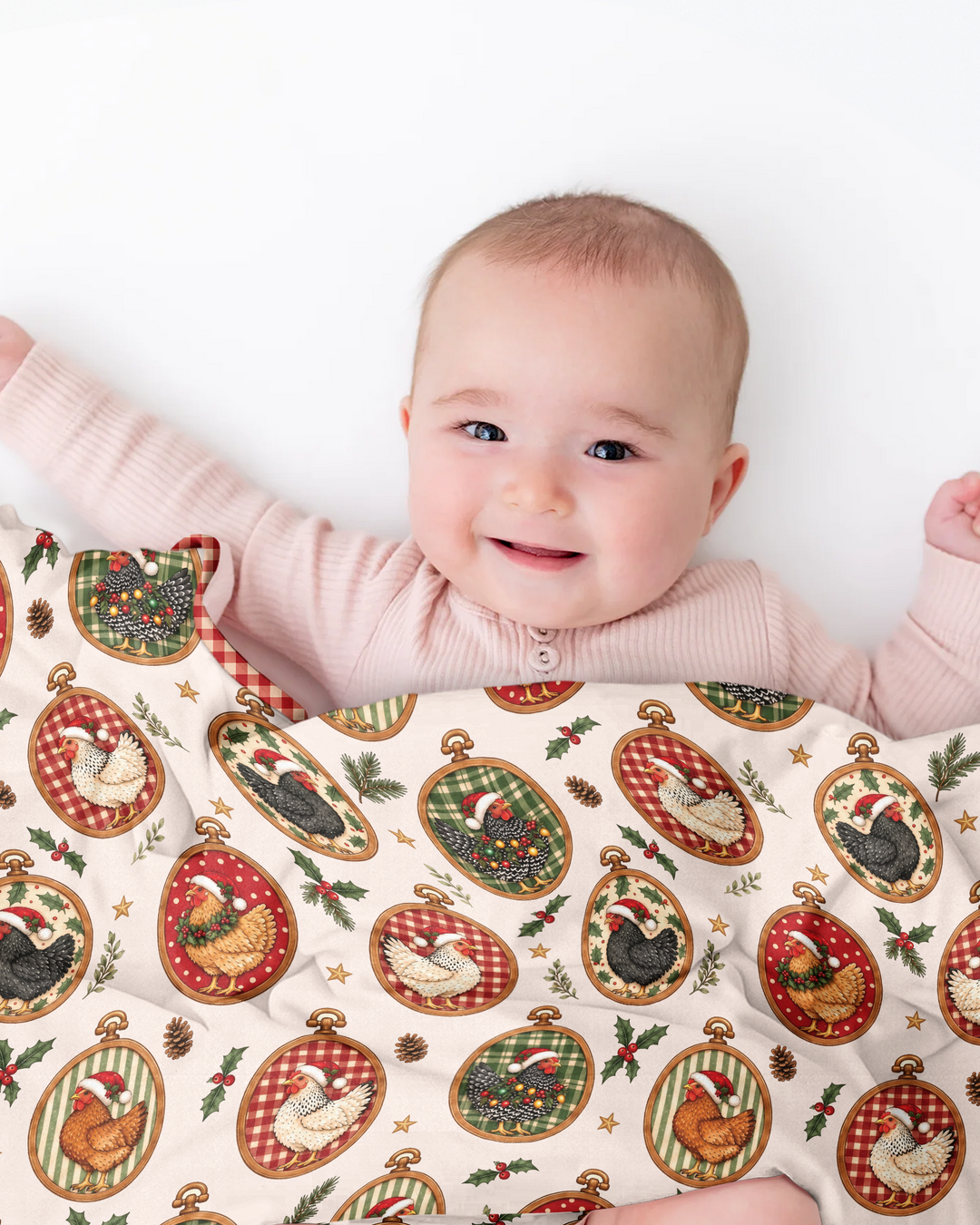 Chicken Merry Clucking Christmas  Bamboo Blanket