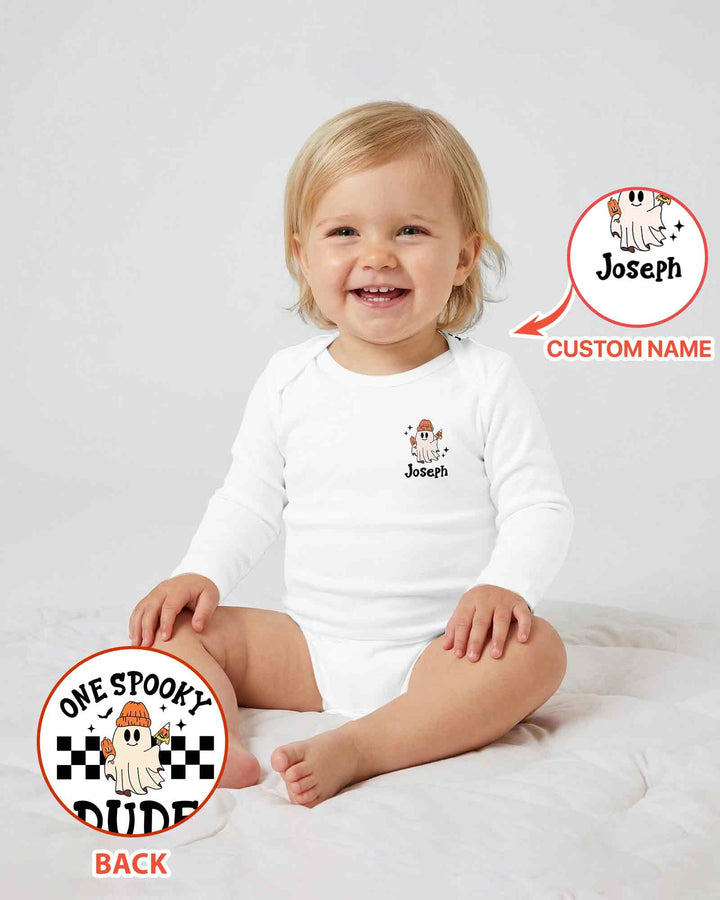 Personalized One Spooky Dude Pumpkin Bamboo Bodysuit