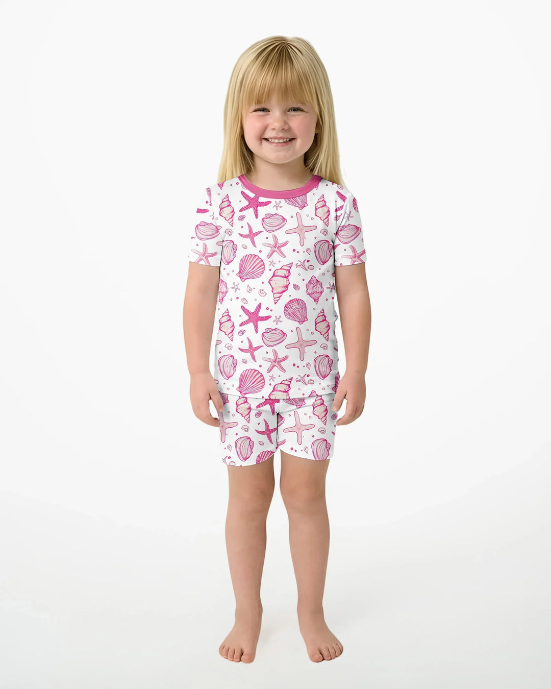 Coastal Charm Family Matching Bamboo Two Piece Short Sleeve Shorts Pajama Set