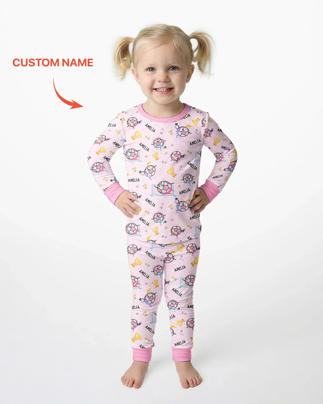 Custom Name Soccer Dad Team Matching Two Piece Long Sleeve Pajama Set