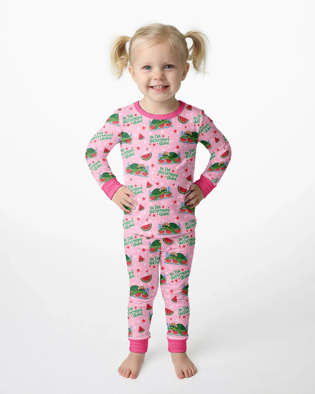 Watermelon Turtle Family Matching Bamboo Two Piece Long Sleeve Pajama Set